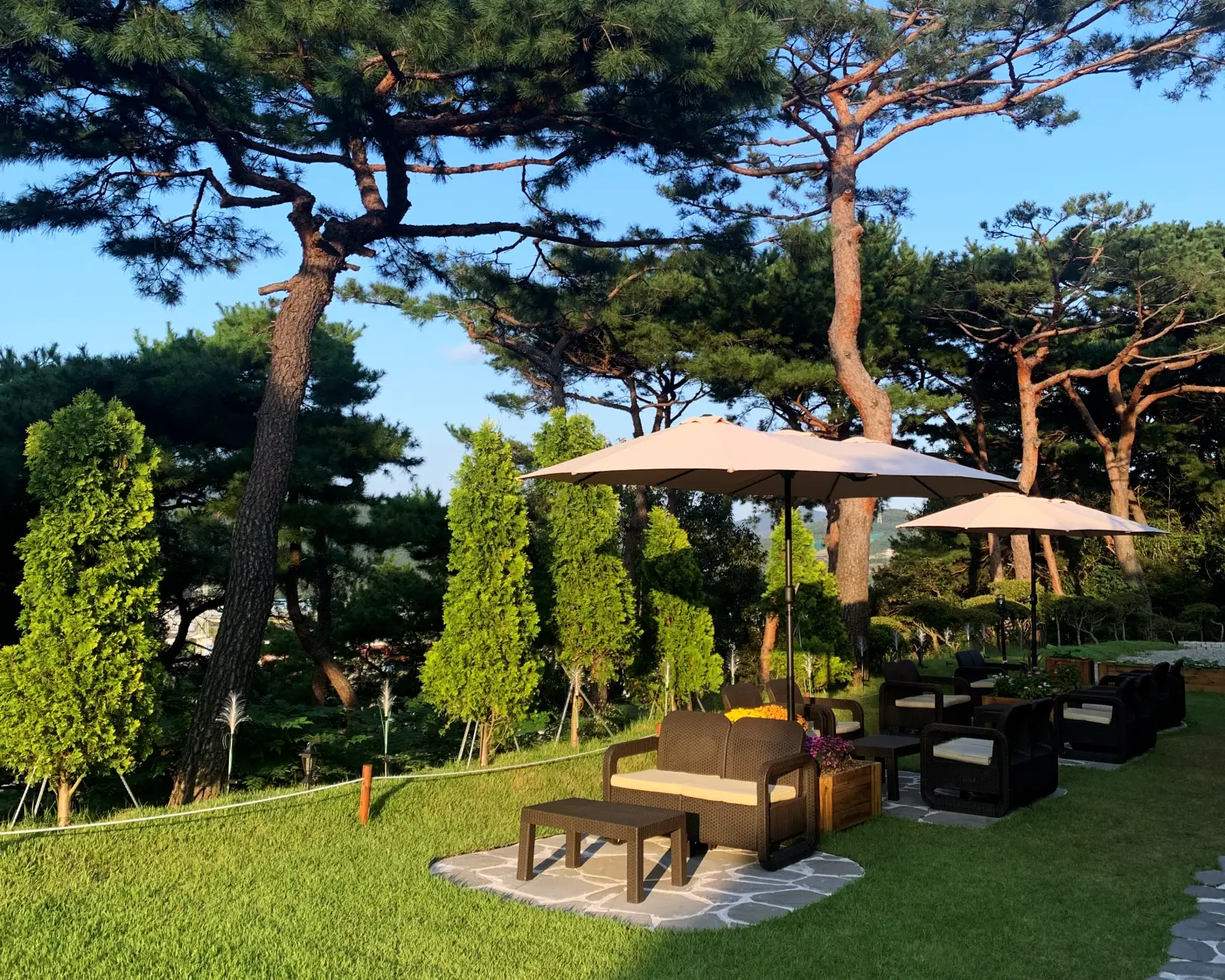 순천 애견동반 정원 카페 캐슬브릿지 야외 테이블